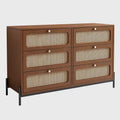 Contemporary Rattan Wood 6-Drawer Dresser with Cannage Design - image 1