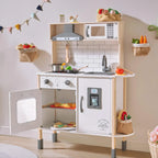 Children's small land play kitchen, wooden children's play kitchen toy set - image 1