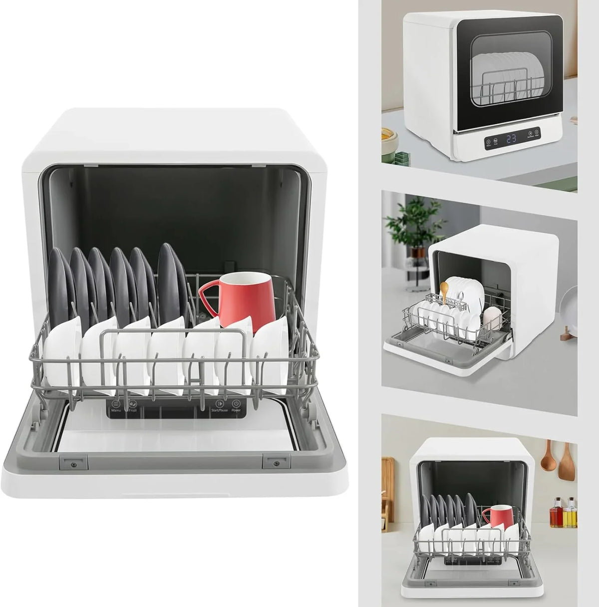 Countertop Dishwasher Compact Dishwasher, Mini Dishwasher with 4.8L Built-in Water Tank 110V Portable Dishwasher 5 Washing Programs 360- Dual Spray - image 5