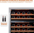 24'' Wine Cooler Refrigerator - 46 Bottle Wine Fridge Dual Zone with Modern Touch Intelligent Digital 40°-65°F Low Noise, Built in or Freestanding Wine Cooler for Home and Kitchen - image 9