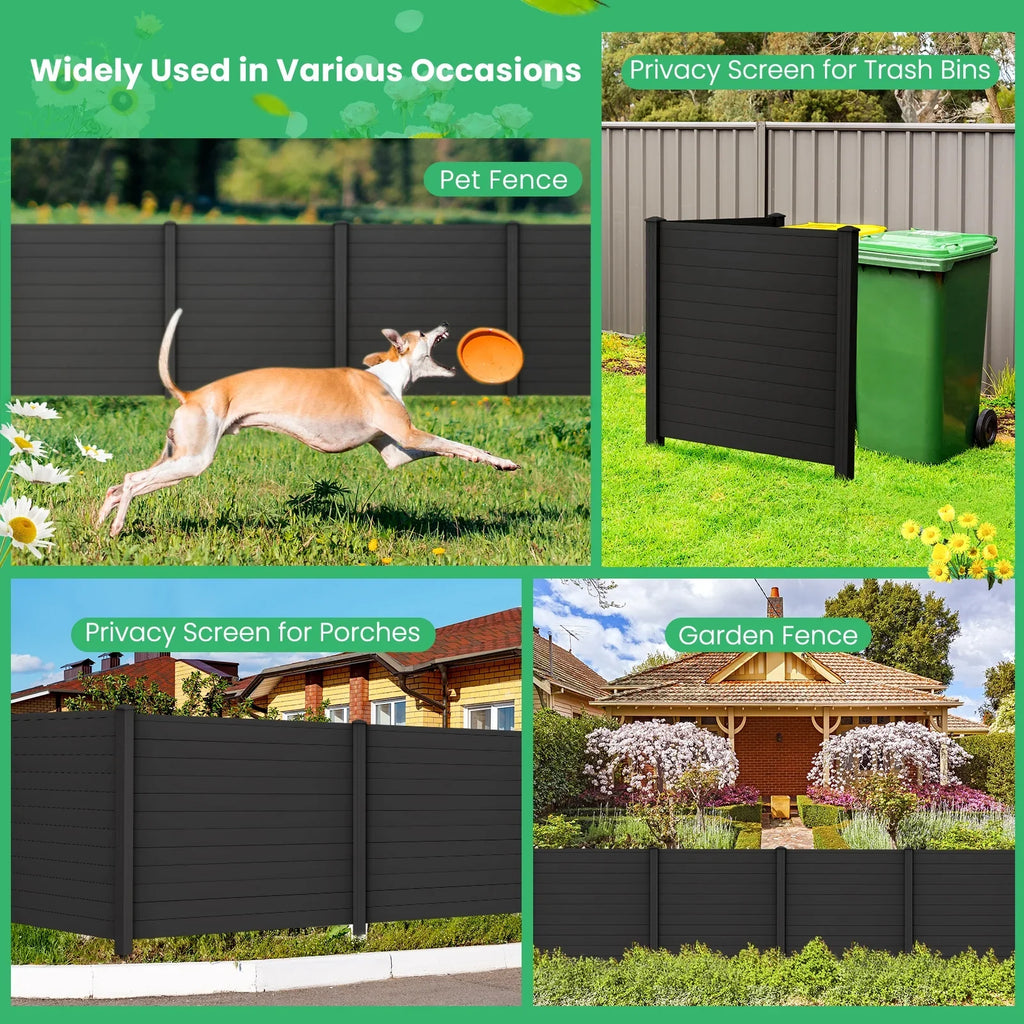 Gymax Outdoor PVC Privacy Panels 2 - Pack Picket Fence W/ 3 Cuspidal Foot Stakes Black - image 18