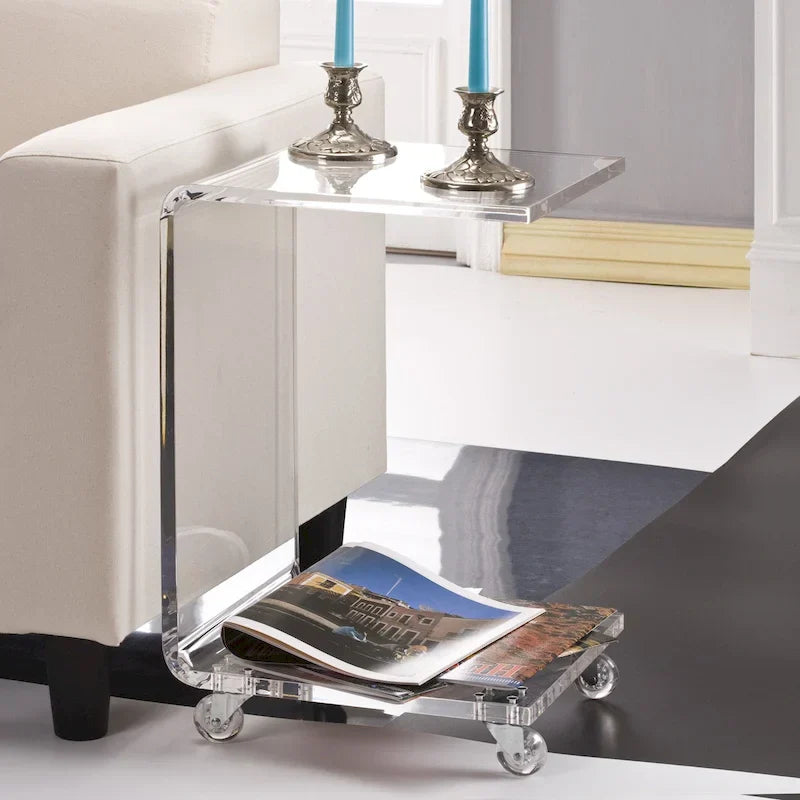 C-Shaped 100% Acrylic Accent Table for Indoor/Outdoor Use - image 2