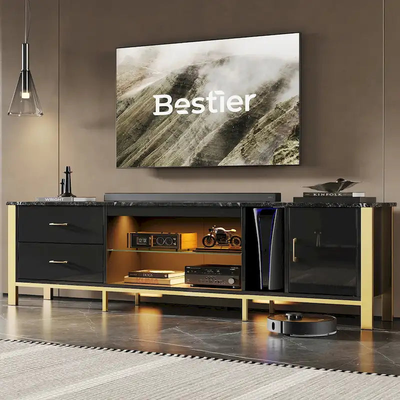 Contemporary 80-Inch TV Stand for 75/80/85 Inch TVs with 2 Drawers - image 11