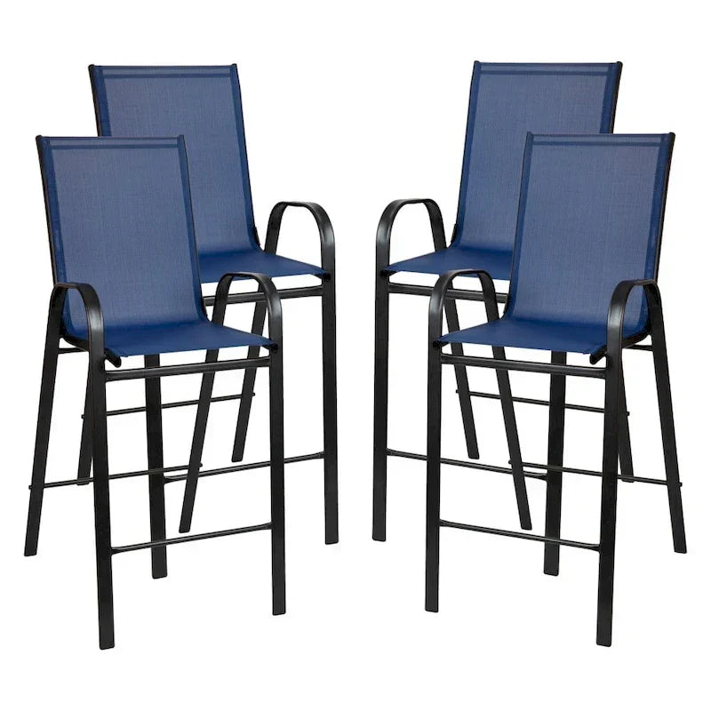 Set of 4 Outdoor Barstools with Flexible Comfort Material - Patio Seating - image 33