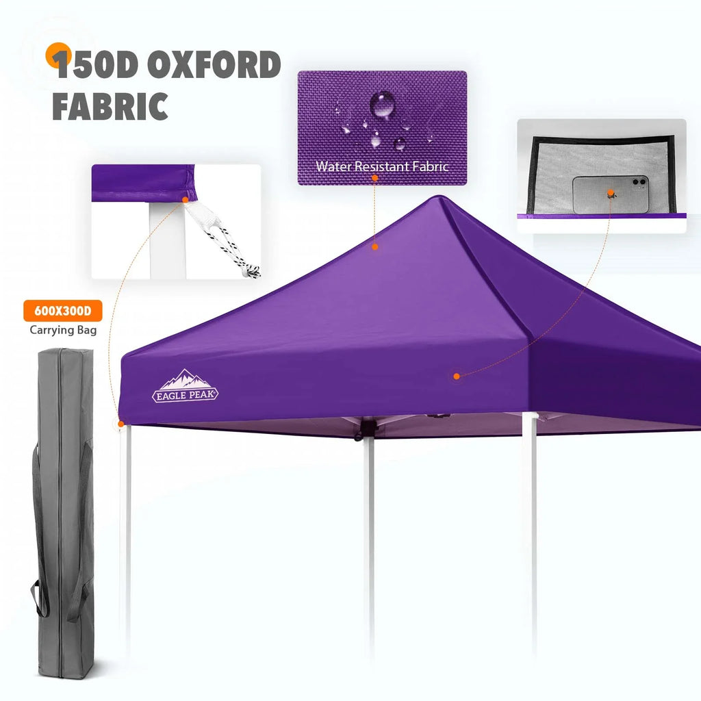 EAGLE PEAK 5x5 Pop up Canopy Tent Instant Outdoor Canopy Easy Set - up Straight Leg Folding Shelter（blue） - image 37