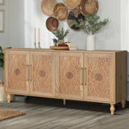 Large Floral Carved Storage Cabinet - Sideboard Buffet - image 3