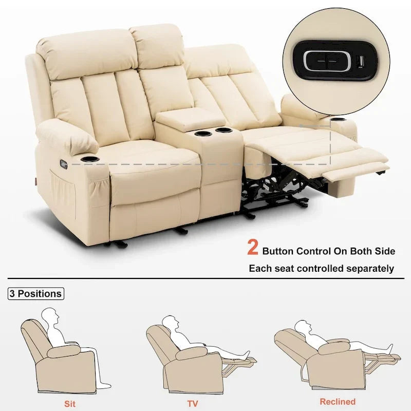 MCombo Faux Leather Electric Reclining Sofa with Heat and Massage - Models 6095/6075/6077 - image 20