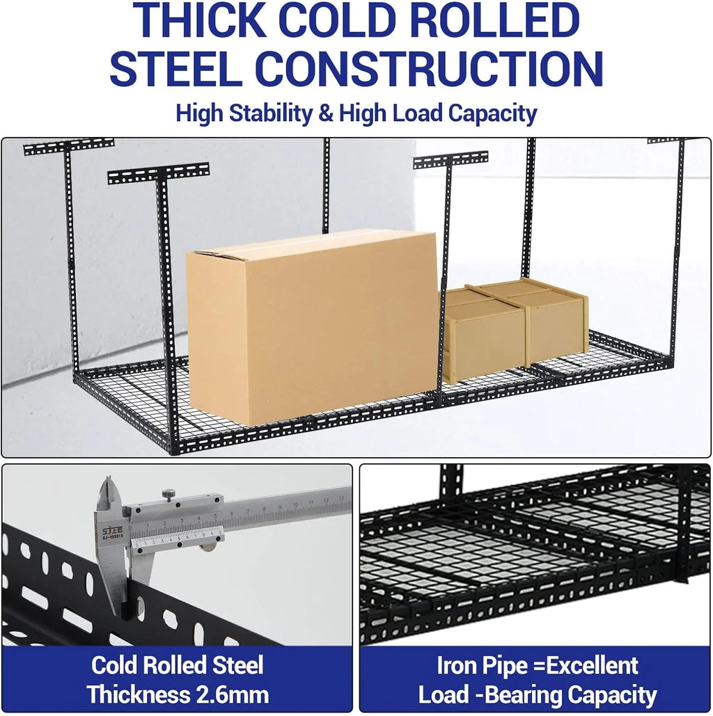 Pinypikaka 4'x8' Overhead Garage Storage Rack, 22"-40" Height Adjustable Ceiling Storage Rack 660lbs Weight Capacity - image 5
