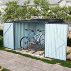 5-foot outdoor steel bicycle storage shed with a sloping roof and 4 bicycle tracks. Bicycle storage shed, black version. - image 2