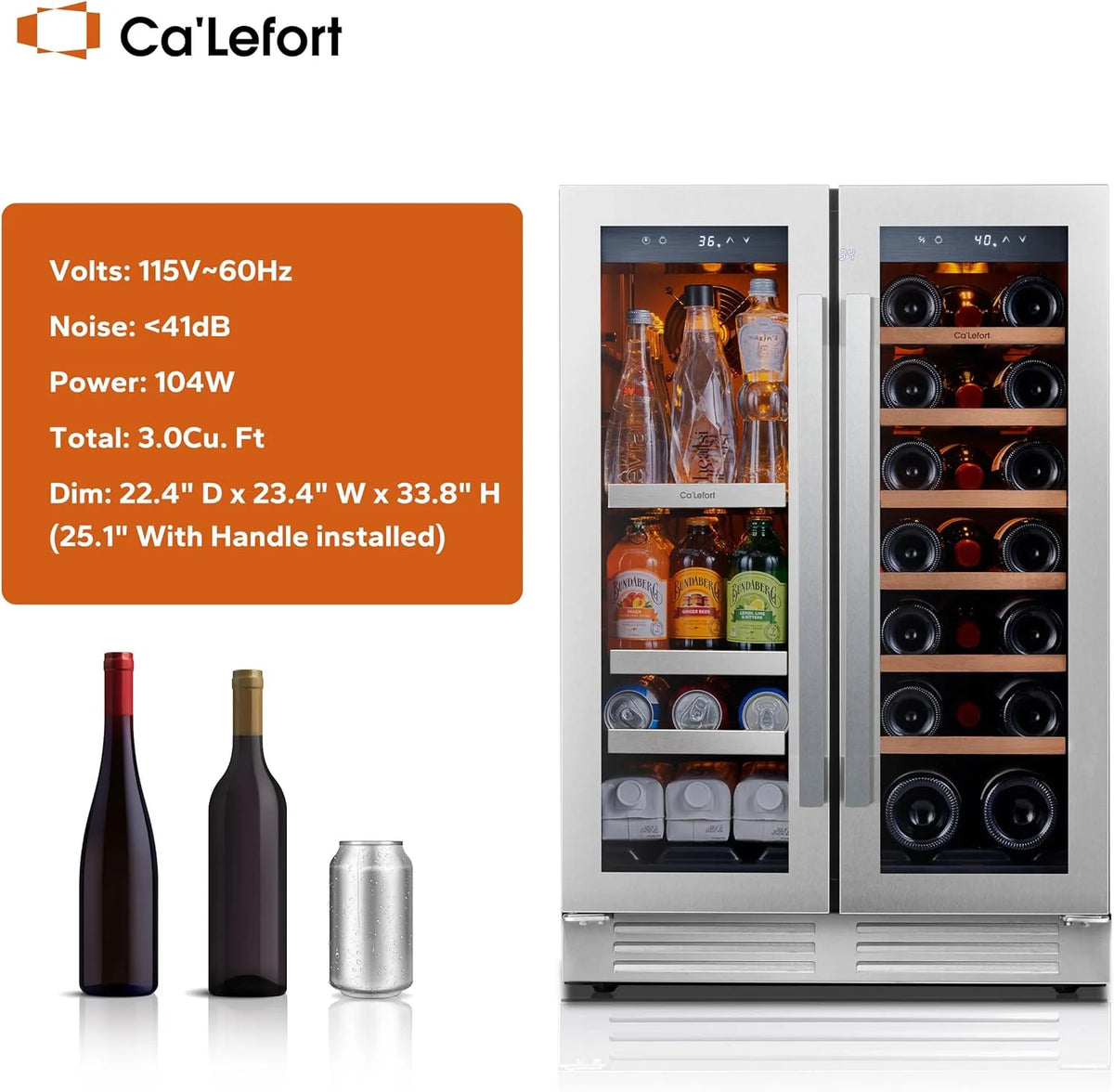24'' Wine Cooler Refrigerator - 46 Bottle Wine Fridge Dual Zone with Modern Touch Intelligent Digital 40°-65°F Low Noise, Built in or Freestanding Wine Cooler for Home and Kitchen - image 36