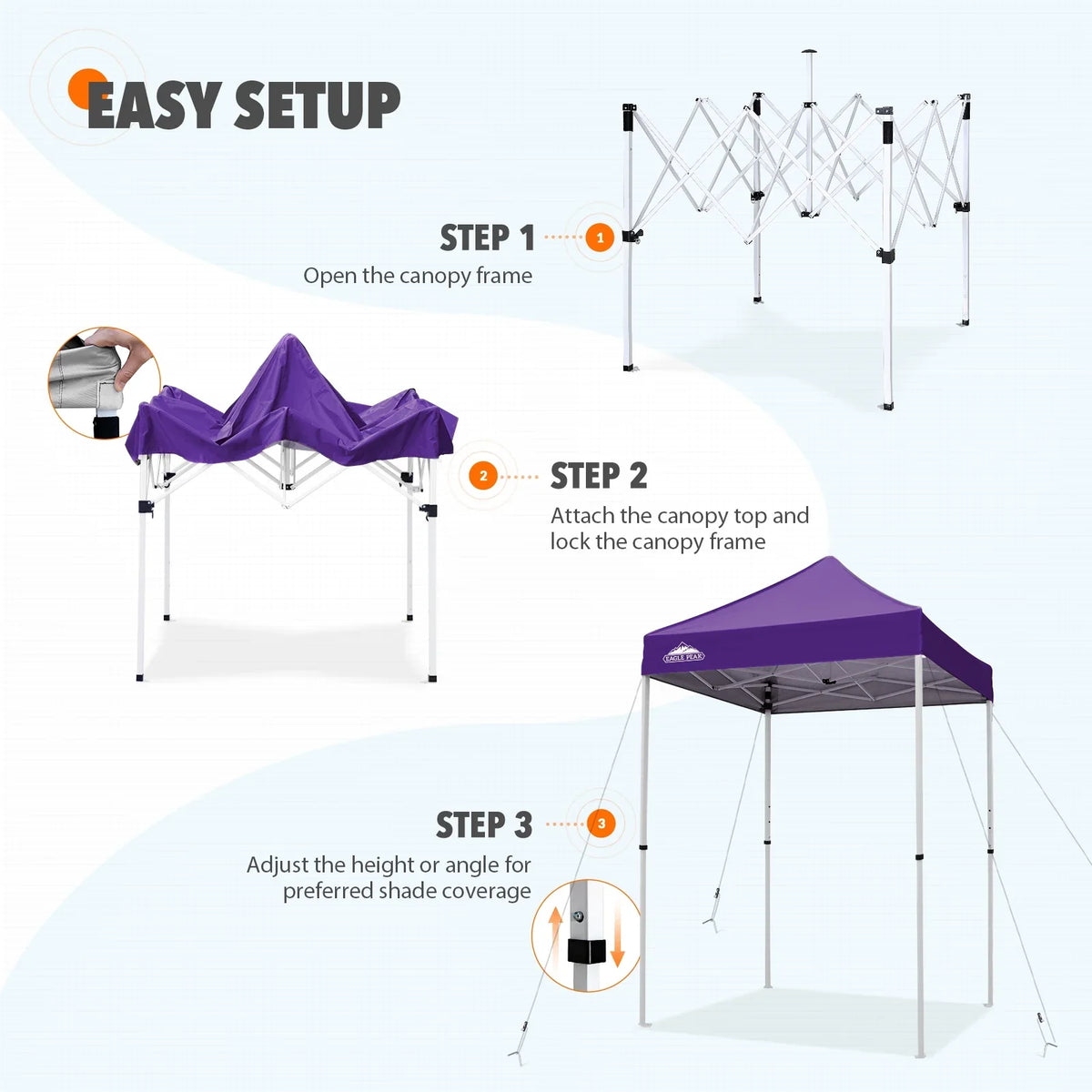 EAGLE PEAK 5x5 Pop up Canopy Tent Instant Outdoor Canopy Easy Set - up Straight Leg Folding Shelter（blue） - image 43