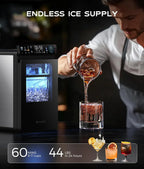Nugget Ice Maker Countertop, Smart Pebble Ice Machine with APP Control, 44 lbs/24H Soft Pellet Chewable Ice with Self-Cleaning, Stainless Steel. - image 7