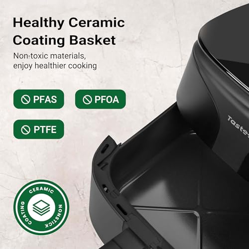 Tastee Ceramic Air Fryer, 8 in 1 Compact 5.5QT AirFryers, 450°F Digital Airfryer Dehydrator with Smart Probe, 24 Presets One touch Cooking, In app Recipes with Window, Dishwasher safe & Non stick : Home & Kitchen - image 3