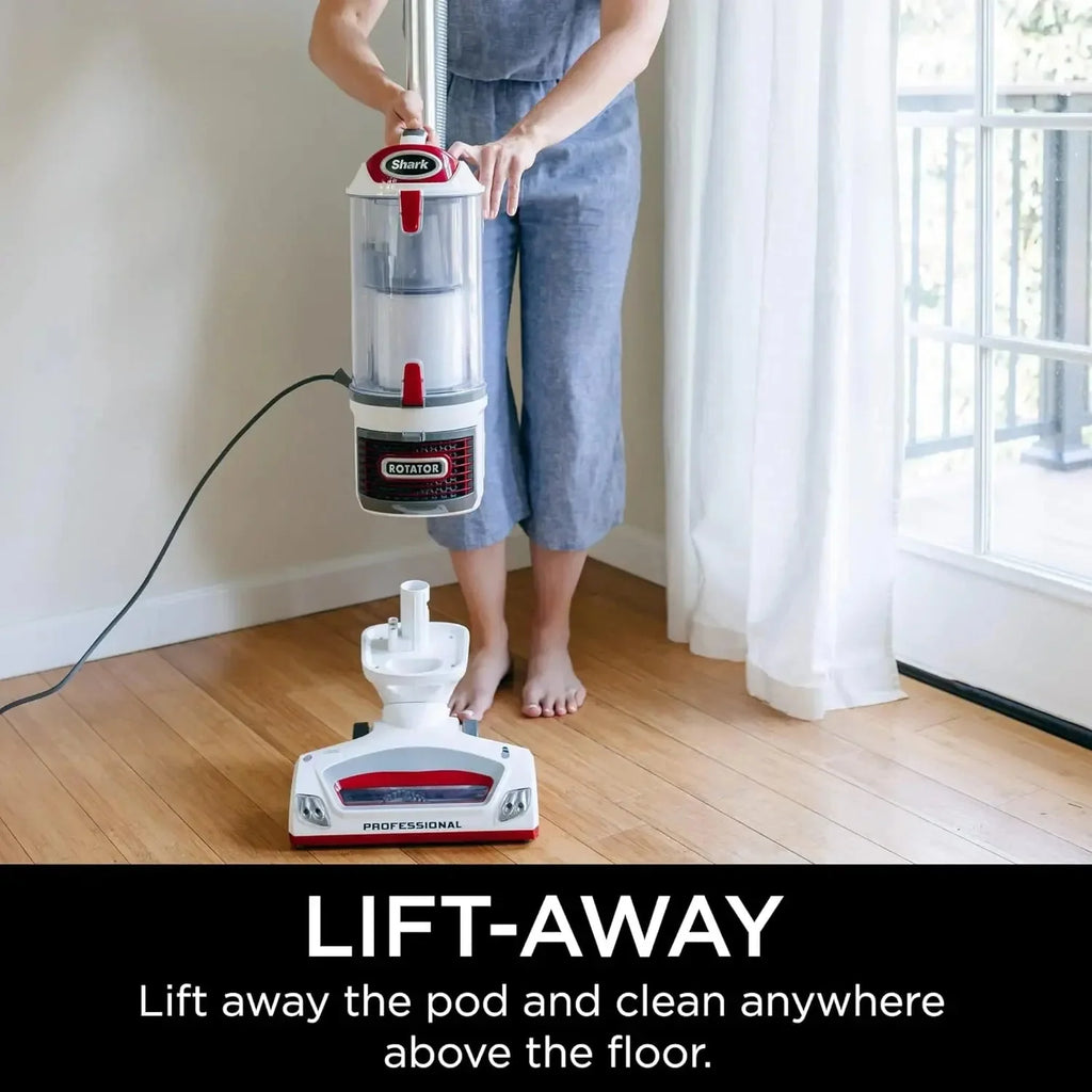 Shark NV501 Rotator Professional Lift-Away Upright Vacuum with HEPA Filter, Swivel Steering, LED Headlights, Wide Upholstery Tool, Dusting Brush & Crevice Tool, White/Red, 12, 18, 14. - image 2