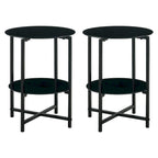 Black 2-Piece Tempered Glass End Table Set - Round Coffee Table for Bedroom, Living Room, and Office - image 6