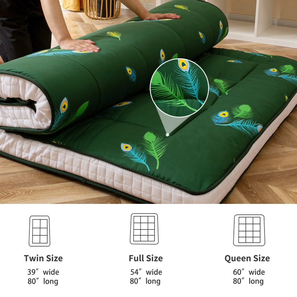 Extra Thick Futon Floor Mattress, Padded Japanese Folding Roll Up Mattress Sleeping Pad, Foldable Camping Portable Mattress Shikibuton - image 4