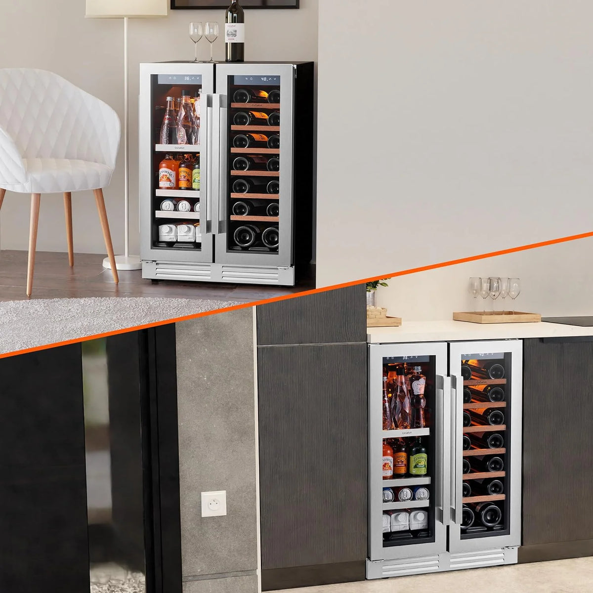 24'' Wine Cooler Refrigerator - 46 Bottle Wine Fridge Dual Zone with Modern Touch Intelligent Digital 40°-65°F Low Noise, Built in or Freestanding Wine Cooler for Home and Kitchen - image 30