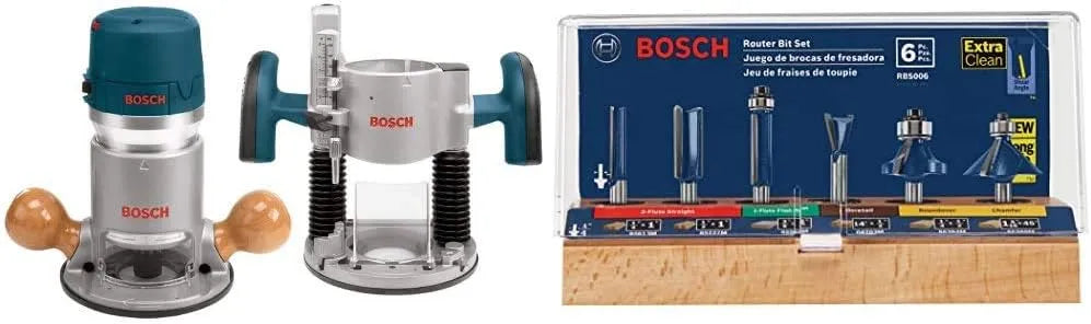 BOSCH 1617EVSPK Wood 12 Amp Router Tool Combo Kit - 2.25 Horsepower Plunge Router & Fixed Base with a Variable Speed - image 6