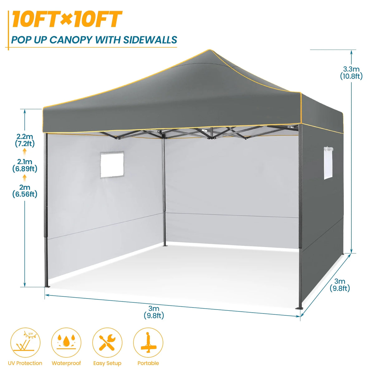 Hoteel 10x15 Heavy Duty Canopy Tent with 4 Sidewalls,Pop up Canopy for Parties Wedding,Commercial Easy up Gazebo with Roller Bag,UV 50+ &,Black - image 28