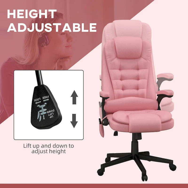 HOMCOM High Back Massage Office Chair with 6 Vibration Points and Heated Recline - PU Leather Computer Chair - image 5