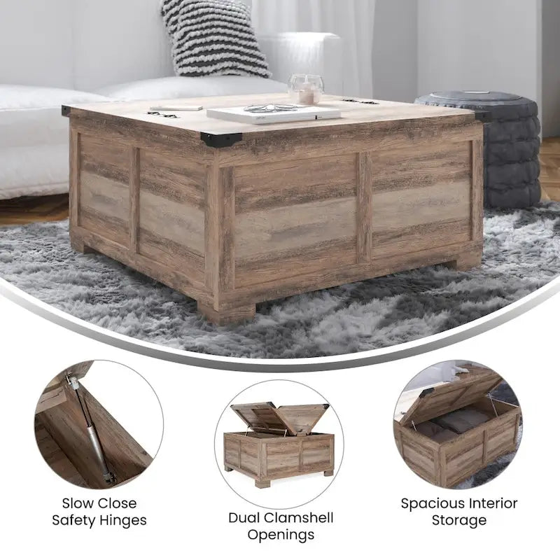 Contemporary Farmhouse Coffee Table Featuring Concealed Storage - image 28