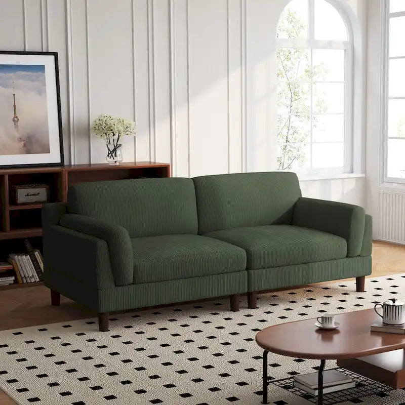 90-Inch Oversized Corduroy Sofa for Living Room with Reversible Cushions - image 37