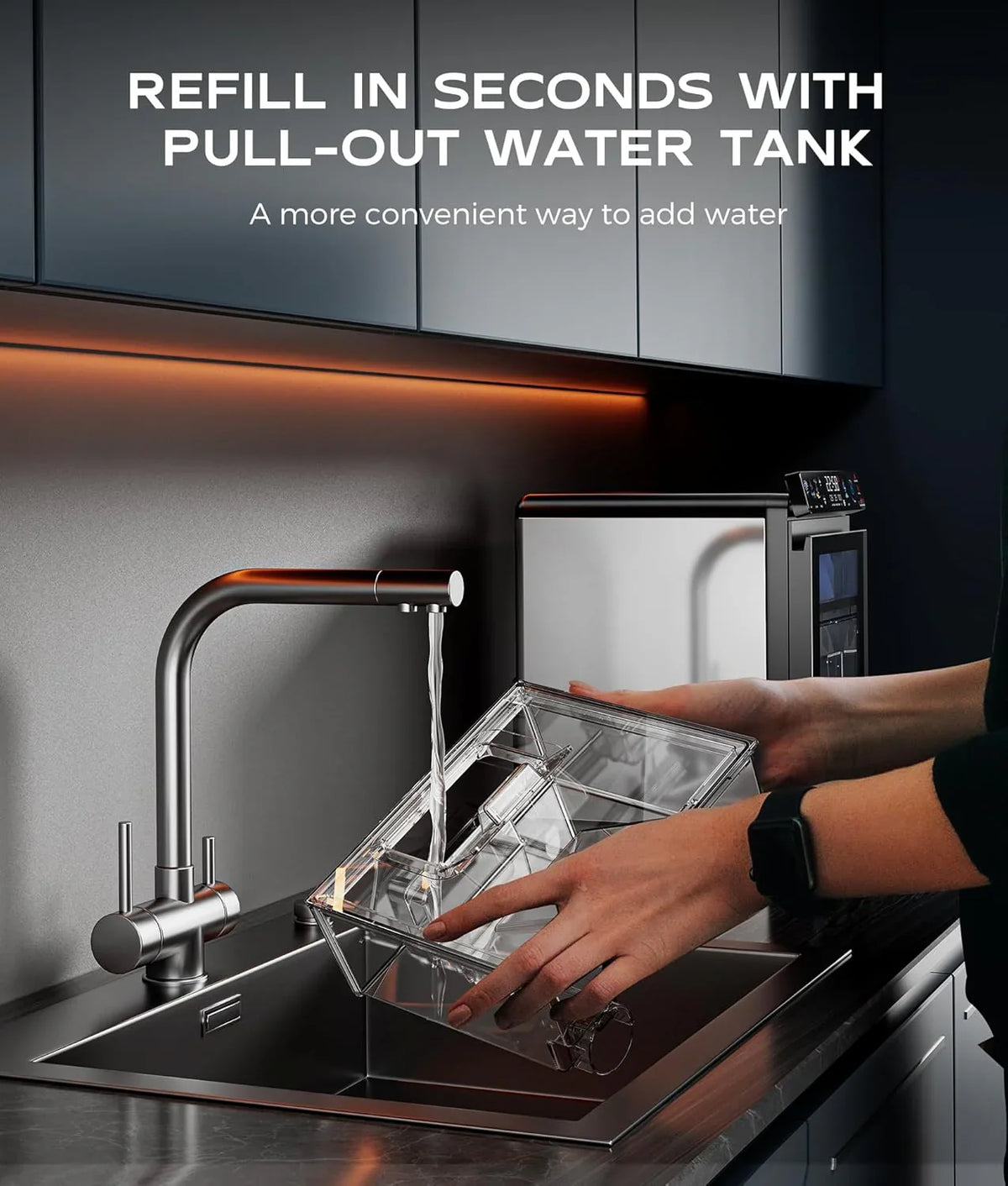Nugget Ice Maker Countertop, Smart Pebble Ice Machine with APP Control, 44 lbs/24H Soft Pellet Chewable Ice with Self-Cleaning, Stainless Steel. - image 5