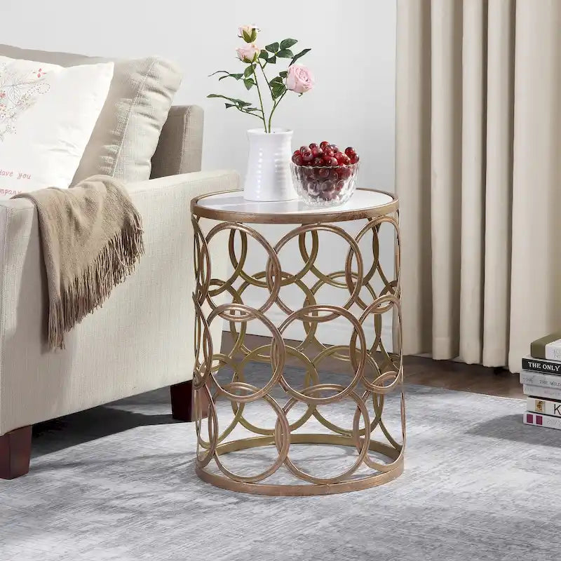 FirsTime & Co. Gilded Circles Iron Table - 16.75 x 16.75 x 22 in, American Design - image 2