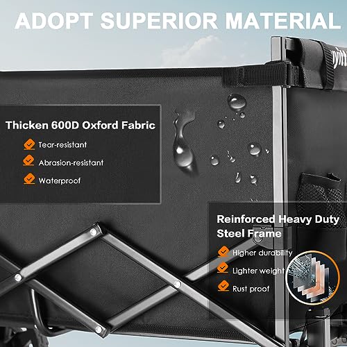 Uyittour Collapsible Wagon Cart Heavy Duty Foldable, Utility Grocery Wagon for Camping Sports Shopping - image 5