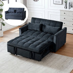 3 in 1 Convertible Sleeper Sofa Bed, Futon Couches for Living Room with Side Pocket / Adjustable Backrest/ Velvet Fabric / Pull Out Couch / Love-seat sofa/ Sectional Sofa Bed/ 2-seat sofa bed - image 4