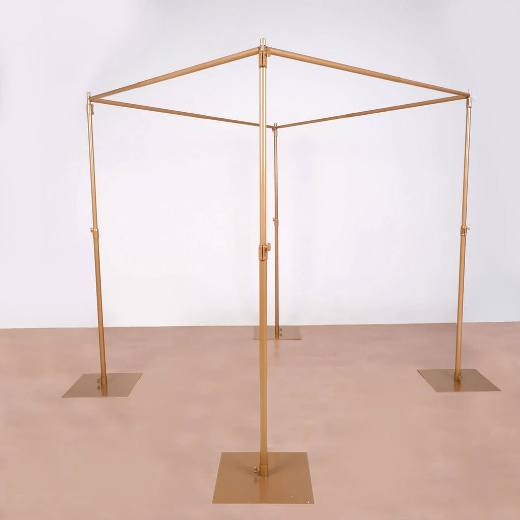 Efavormart 10ft / 4 Post Gold Metal DIY Photography Backdrop Stand, Wedding Arch Canopy Tent - image 7