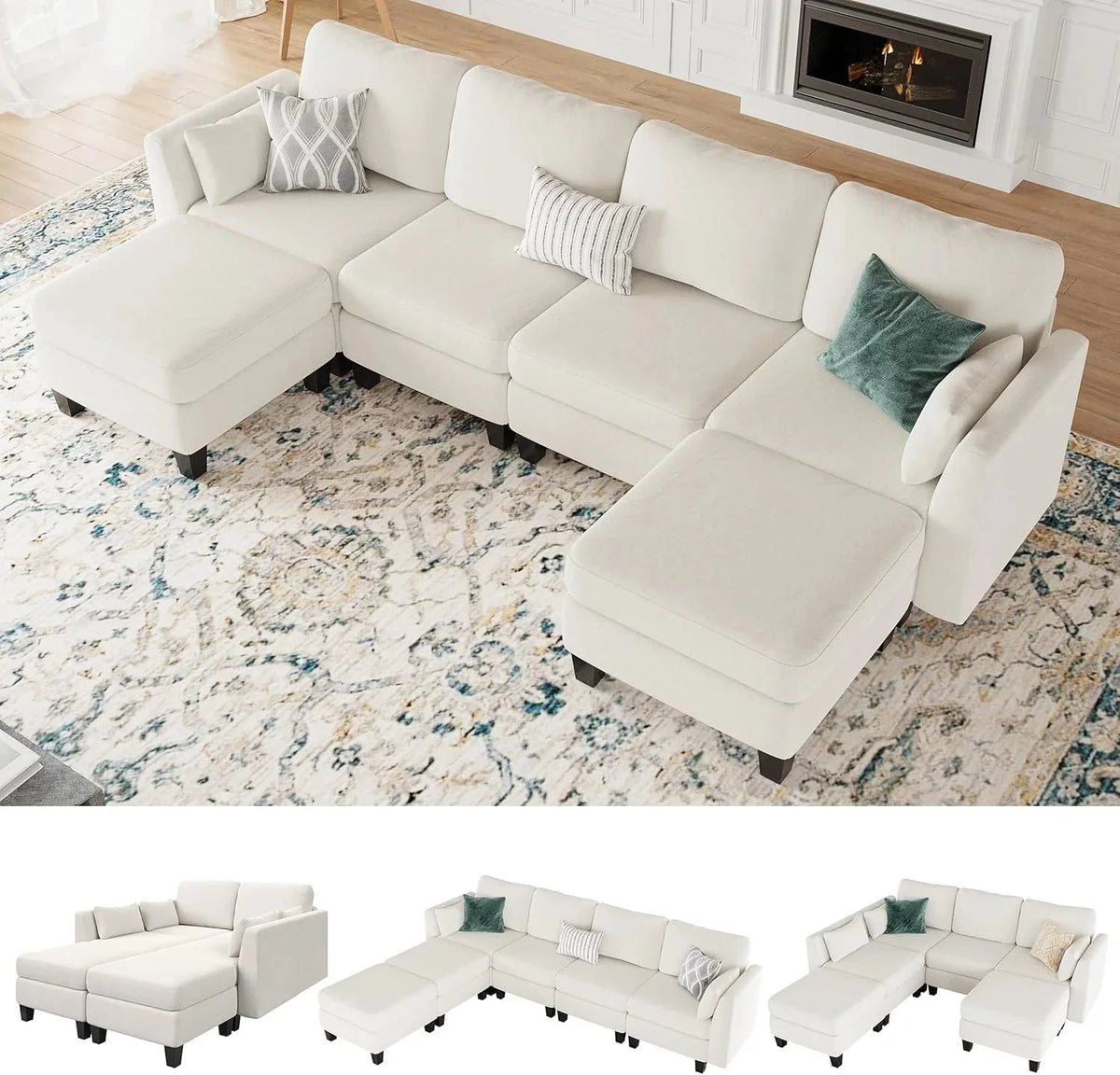 Modular Sectional Sofa, Convertible U Shaped Sofa Couch with High Density Memory Foam, 6 Seat Comfy Modular Sofa Couch for Living Room, Modern U Shaped Sectional Sofa, Dimgrey - image 4