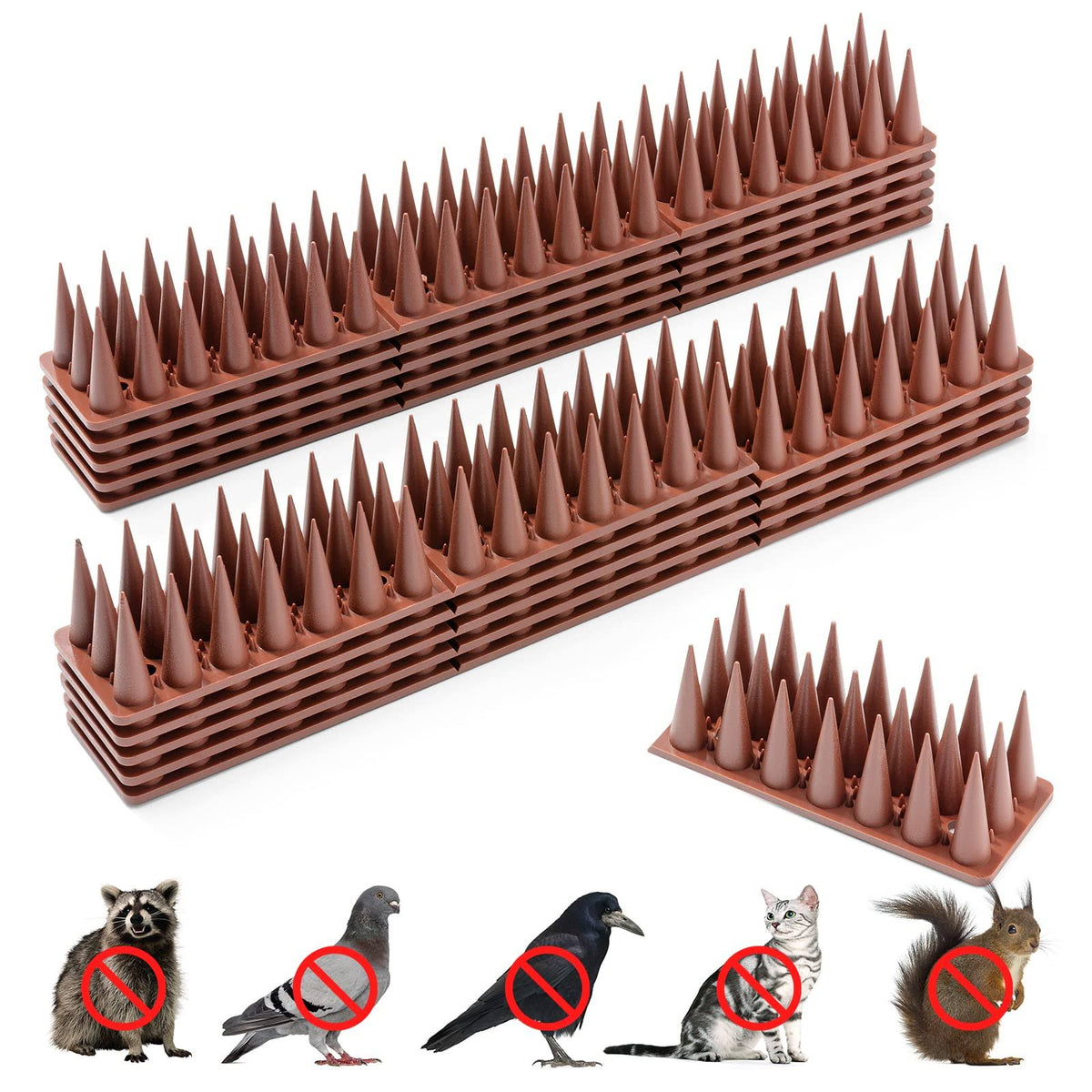 Bird Spikes, 30 Pack Bird Squirrel Raccoon Pigeon Cat Animal Deterrent Spikes for Outside Anti Bird Defender Spikes Outdoor to Keep Birds Away - image 1
