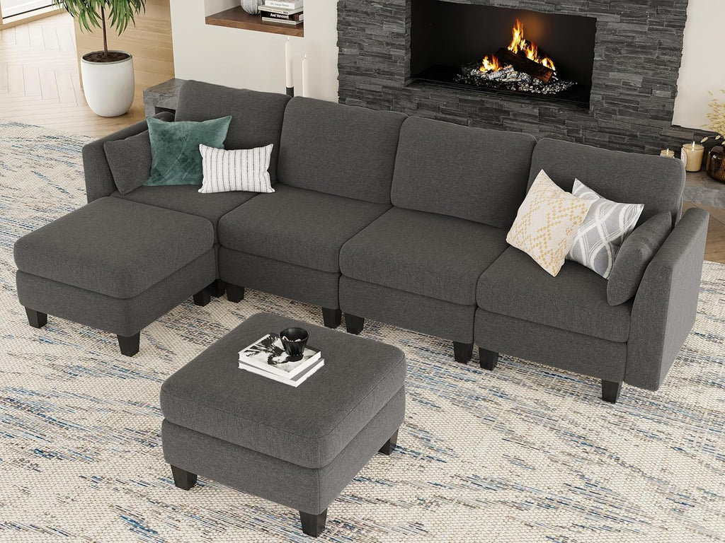 Modular Sectional Sofa, Convertible U Shaped Sofa Couch with High Density Memory Foam, 6 Seat Comfy Modular Sofa Couch for Living Room, Modern U Shaped Sectional Sofa, Dimgrey - image 12