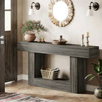 63-Inch Brown and Gray Slim Wooden Console Table for Entryway - image 27