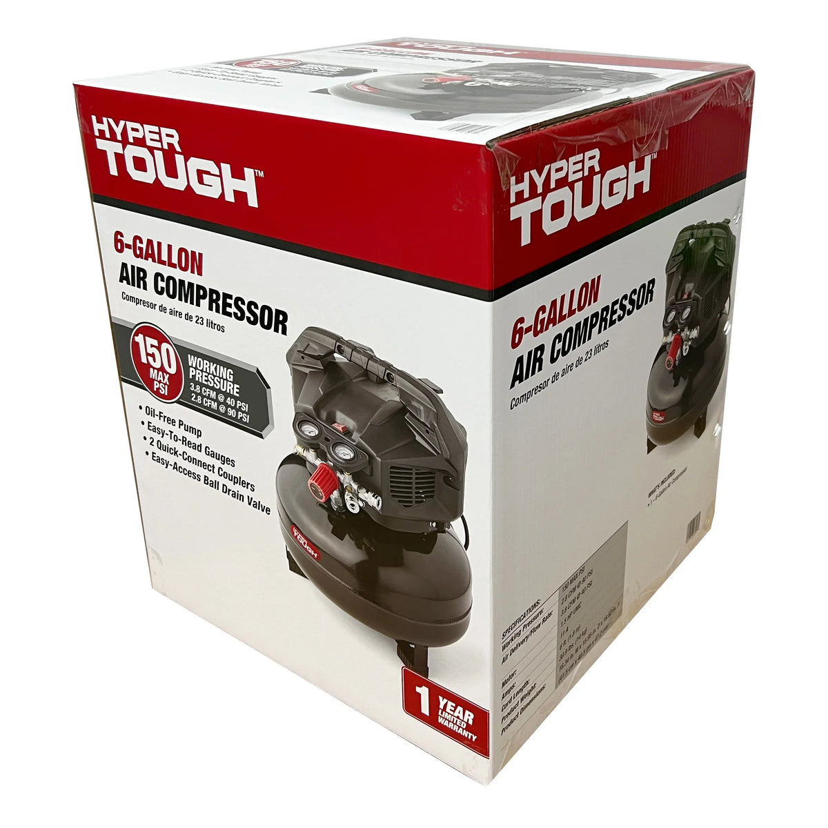 Hyper Tough Black 150 PSI Oil-Free Pancake Air Compressor 6 gal - image 6