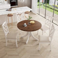 5-Piece Upholstered Chair Round Dining Table Set - image 2
