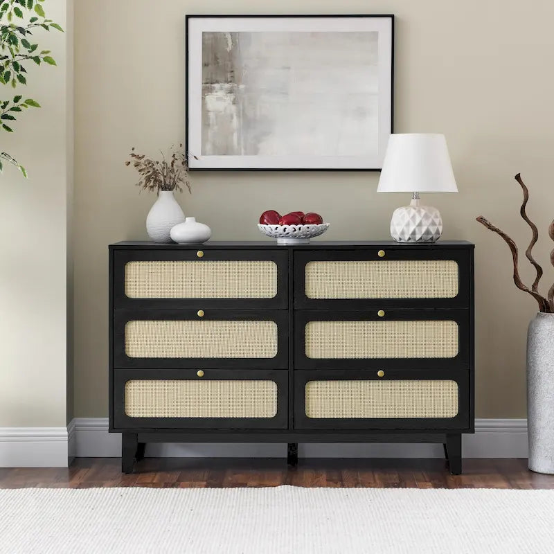 Vintage Wooden Six-Drawer Dresser - Ideal for Bedroom, TV Cabinet, or Living Room Storage - image 2