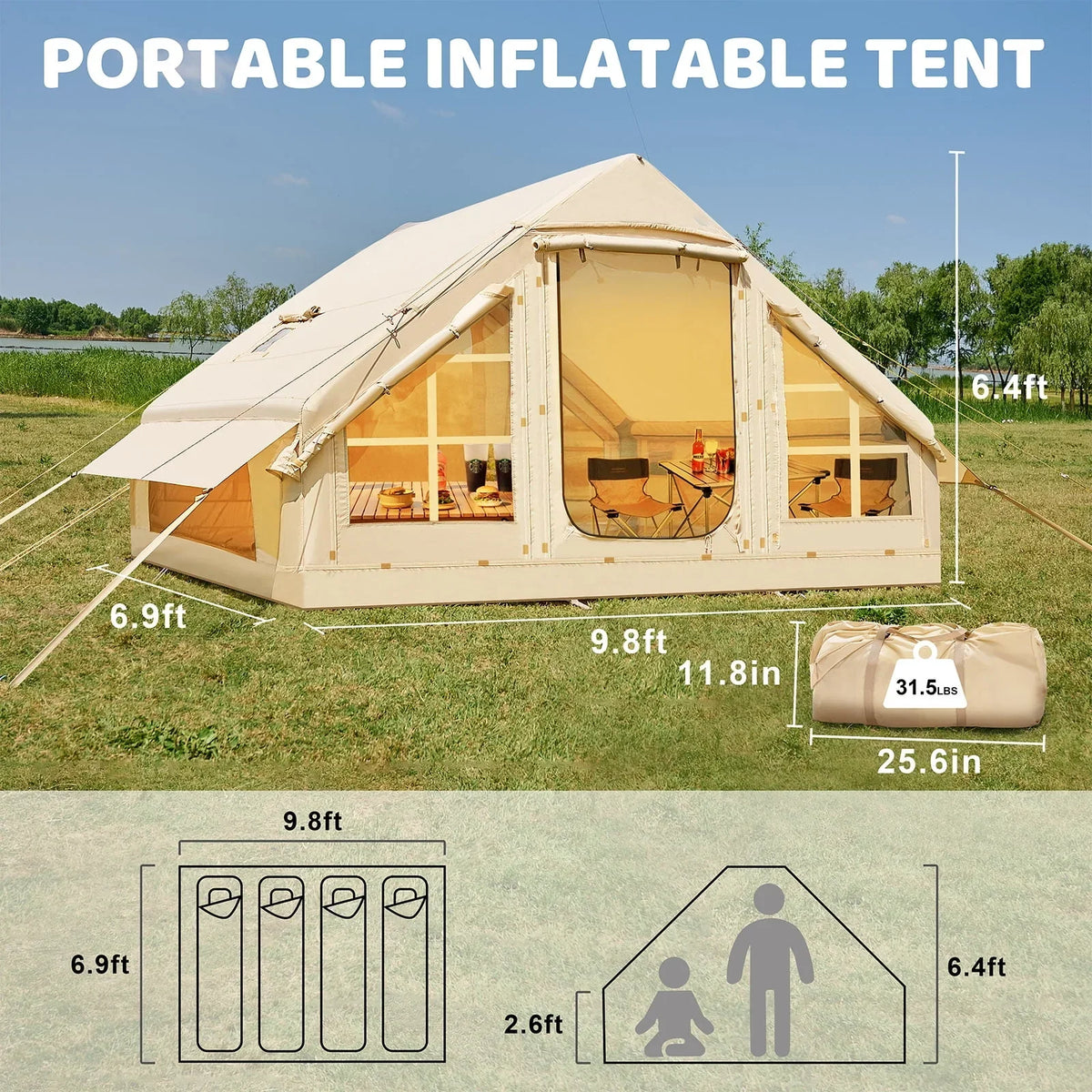 6 Person Inflatable Camping Tent with Pump - image 3