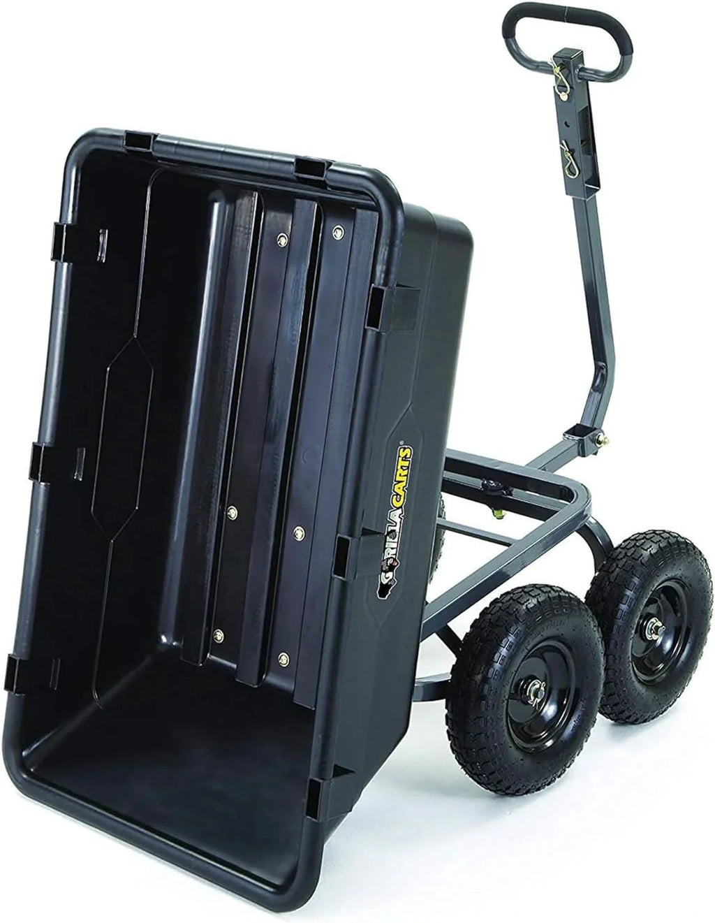 Heavy Duty Poly Utility Dump Wagon Garden Cart w/Pneumatic Tires, 6 Cu Ft - 1200 lb Capacity Outdoor Wheelbarrow for Yard, Landscaping & Gardening, Lawn Tractor or ATV Towable-Gorilla Carts - image 13