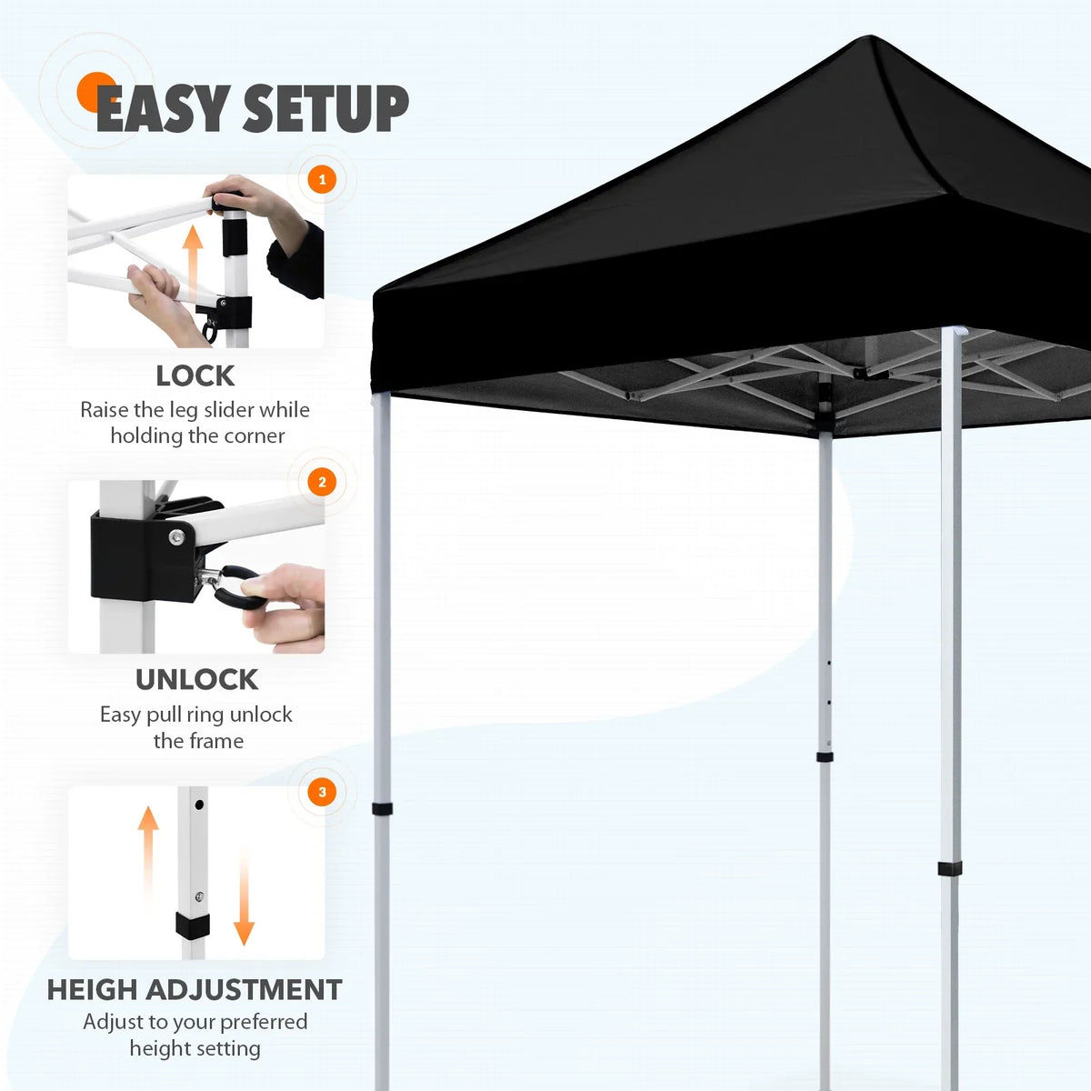 EAGLE PEAK 5x5 Pop up Canopy Tent Instant Outdoor Canopy Easy Set - up Straight Leg Folding Shelter（blue） - image 71