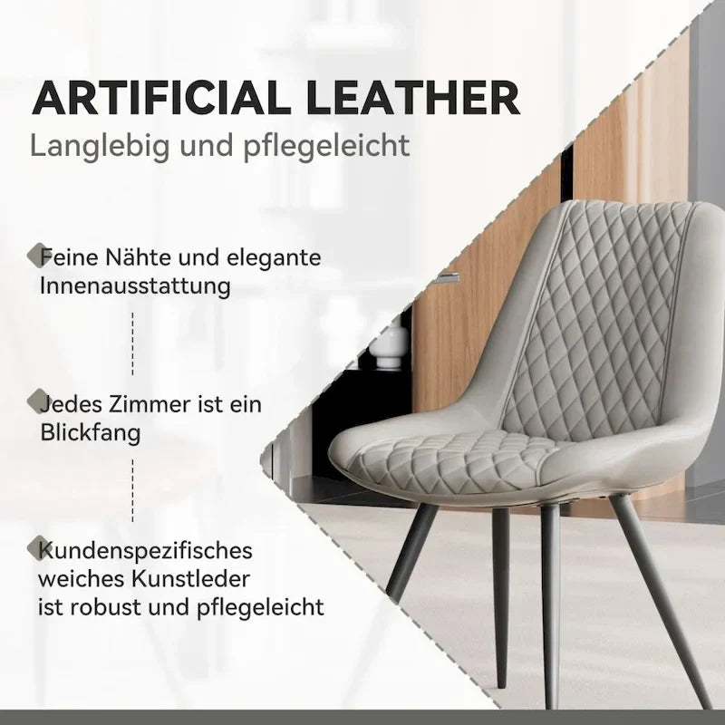 Set of 2 Leather Dining Chairs with Metal Legs - image 8