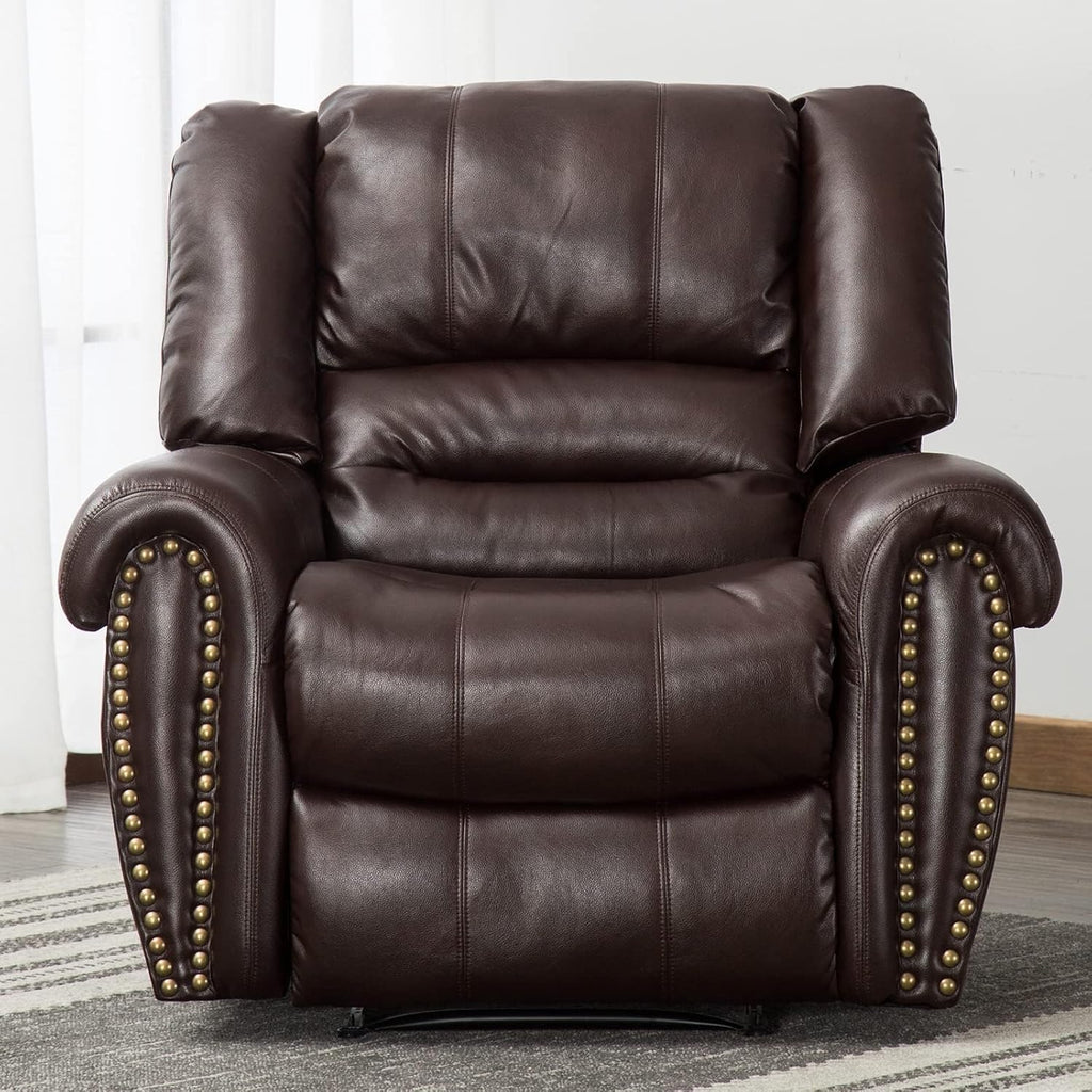CANMOV Leather Recliner Chair, Classic and Traditional Manual Recliner Chair with Comfortable Arms and Back Single Sofa for Living Room, Nut Brown - image 16