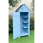 Hanover Sturdy Durable Waterproof Wood Outdoor Vertical Storage Shed, 70.40"x 30.30"x21.30", Blue - image 7