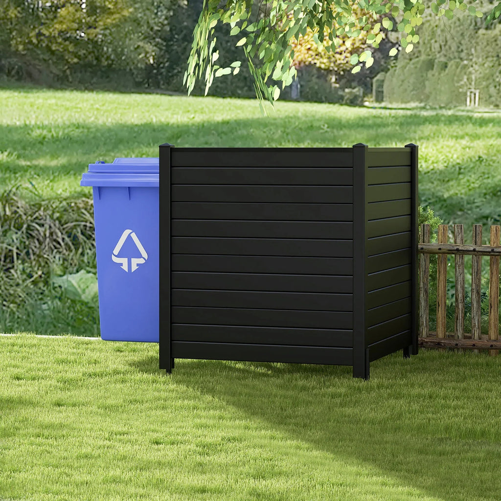 Gymax Outdoor PVC Privacy Panels 2 - Pack Picket Fence W/ 3 Cuspidal Foot Stakes Black - image 2
