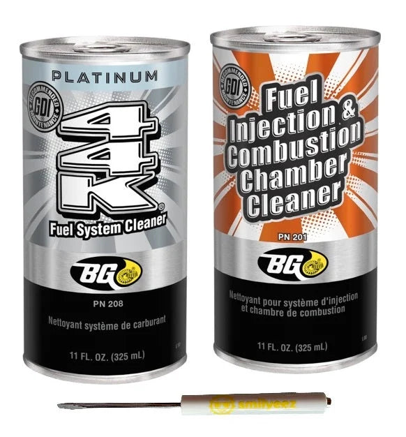 BG K1003 Fuel Injection & Combustion Chamber Cleaner PN 201 & BG Platinum 44K Fuel System Cleaner PN 208 With Pocket Screwdriver - image 1