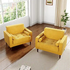 Set of 2 Modern Wide Armchairs in Corduroy - Accent Chairs - image 18