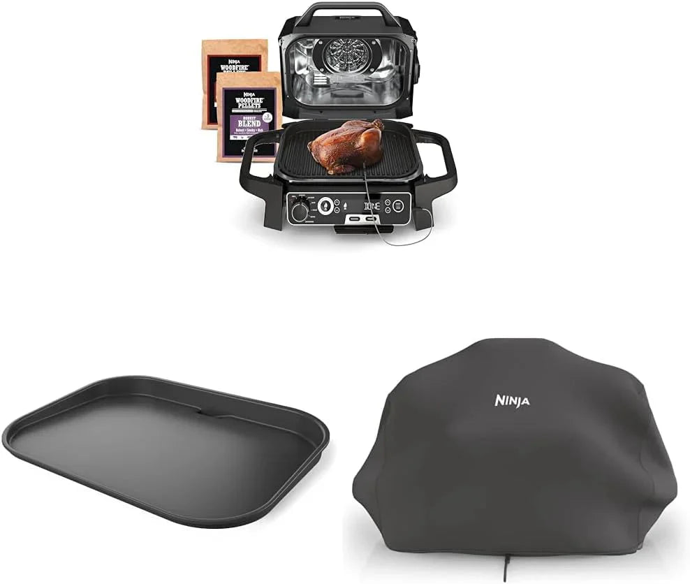 7-in-1 Grill & Smoker with Thermometer, Air Fryer, BBQ, Bake, Roast, Broil - Portable Electric Outdoor Grill, Grey - image 7