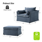 Sophie Contemporary Oversized Slipcovered Armchair and Ottoman with Lockable Rear Wheels - image 11