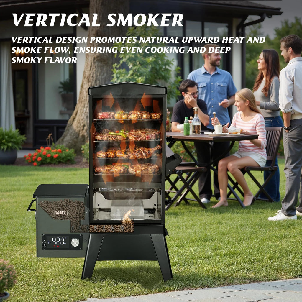 Vertical Electric Pellet Smoker Grill with Cover, 616 Sq in Cooking Area, LED Temperature Control, Meat Probe, Outdoor BBQ Smoker for Steak, Ribs, Fish & Vegetables - image 7